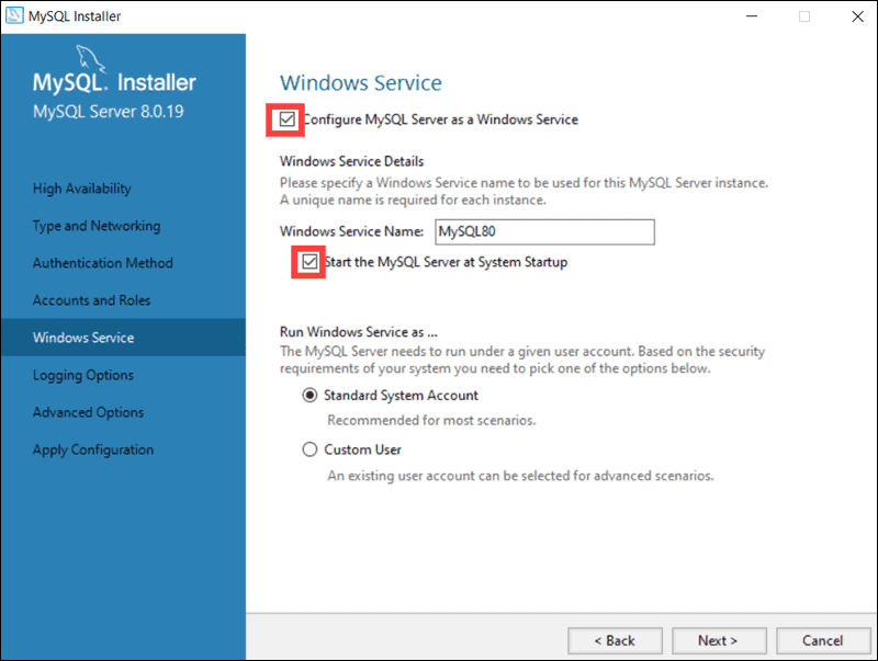 MySQL Installer Windows Server tab
