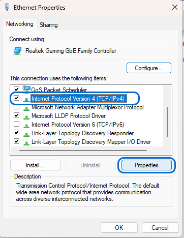 Changing the DNS Settings in windows