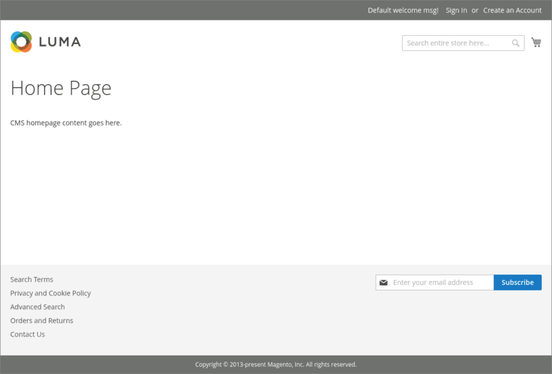 Magento default homepage
