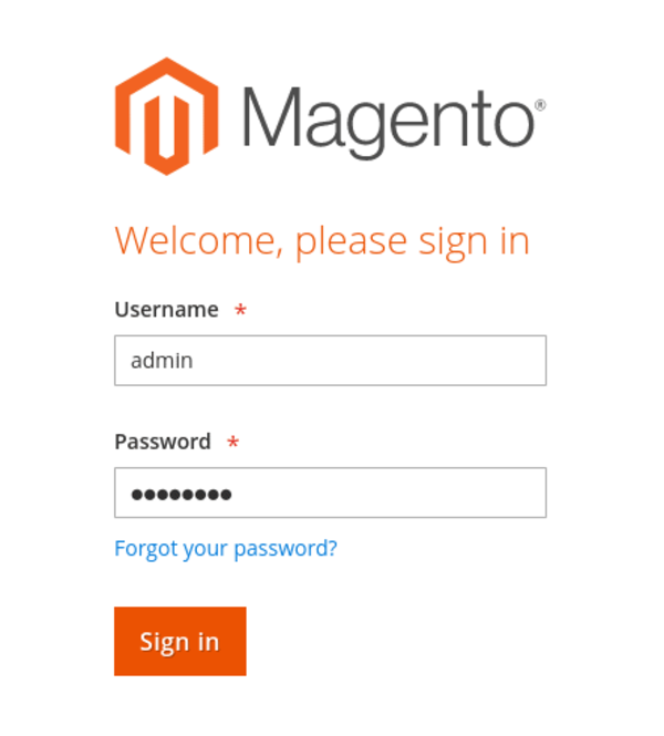 Sign in to Magento