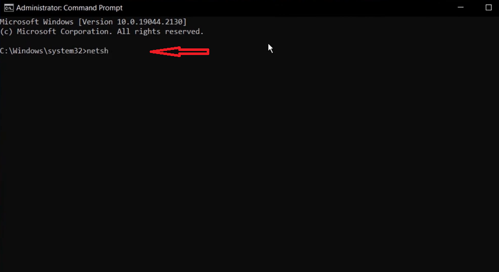 running "netsh" command to launch the network shell