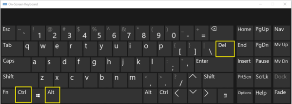 CTR ALT Del on screen keyboard