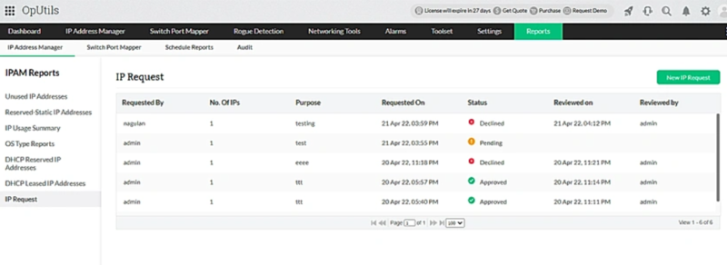 ManageEngine OpUtils IP scanner tool