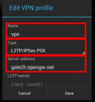 Edit VPN profile on Android