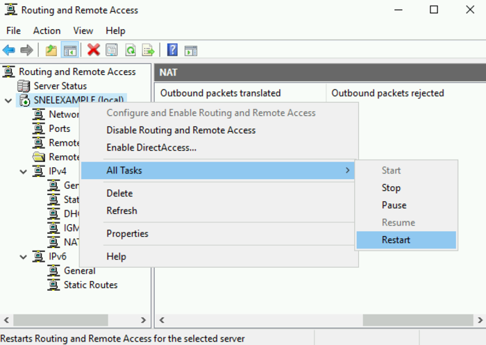 Restart Routing and Remote Access