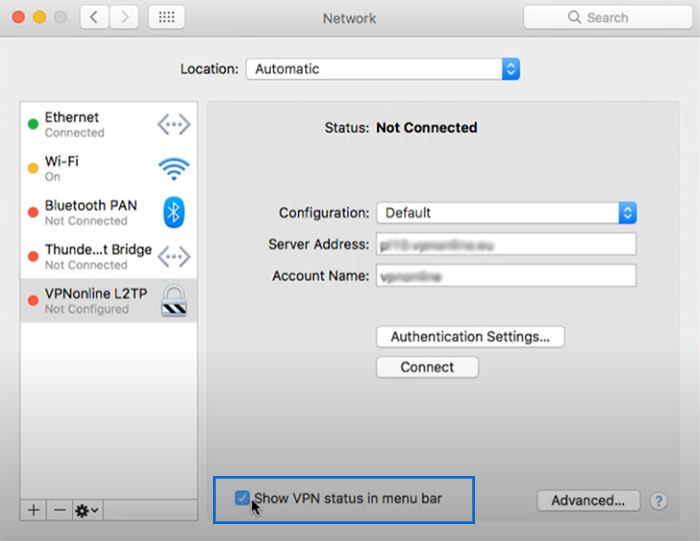 set up macOS for L2TP/IPsec VPN client