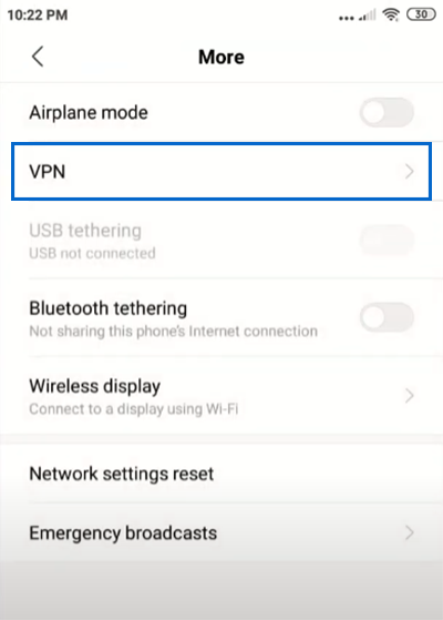 open VPN settings in Android