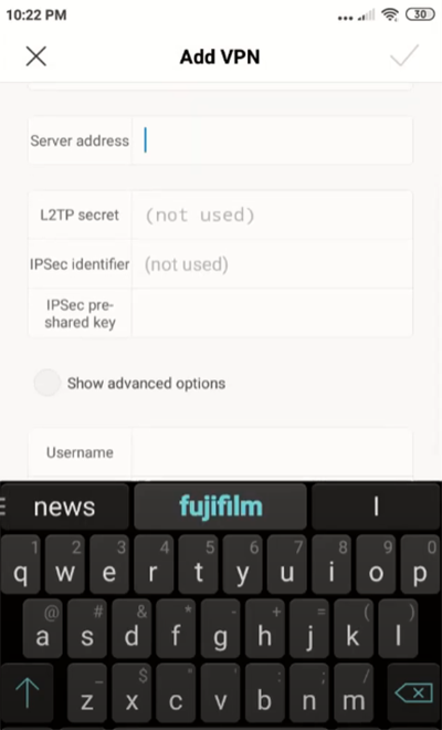 Enter VPN details for configuring L2TP VPN client in iOS