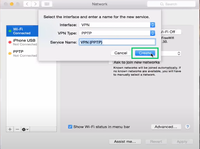 configure PPTP VPN on macOS