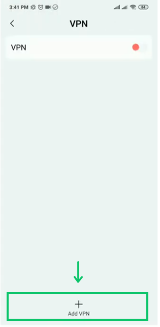 Add PPTP VPN connection on Android by tapping on Add VPN