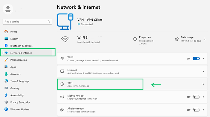 Configure Windows to add PPTP VPN