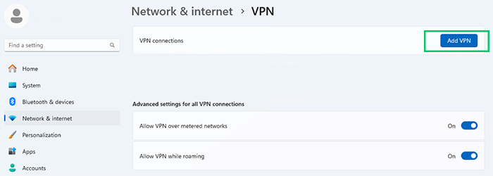 Add a PPTP VPN Connection in Windows