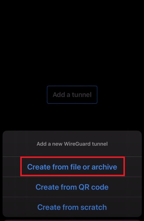 adding wireguard config on ios