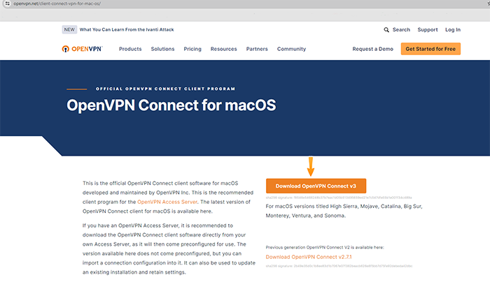 Install OpenVPN Client Application on macOS