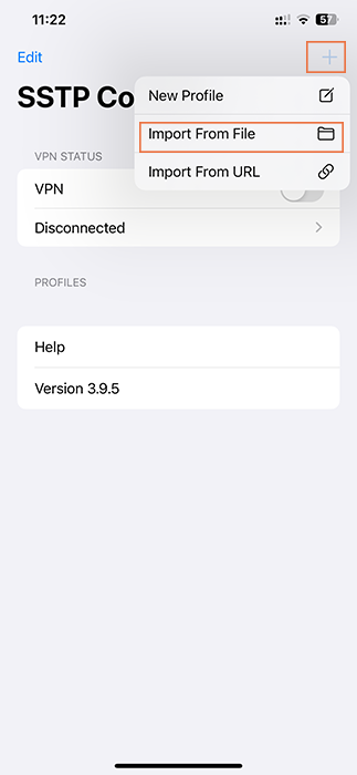 Add VPN Configuration by importing configuration file on iOS