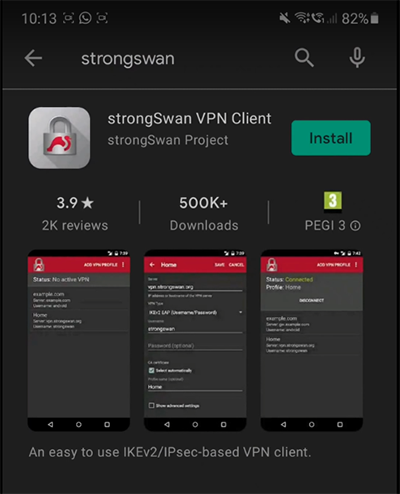 install the strongSwan VPN client