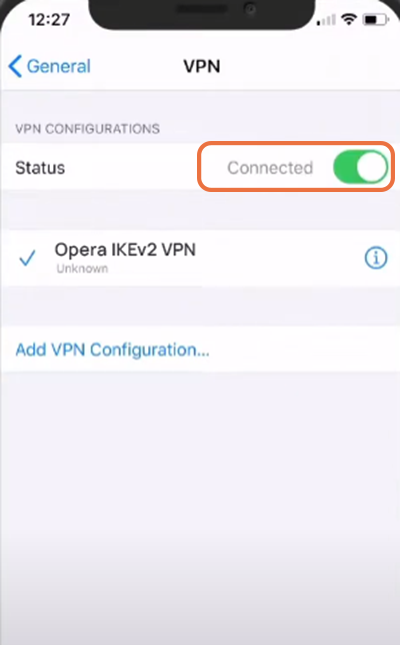 connect to the IKEv2/IPsec VPN service on iOS device
