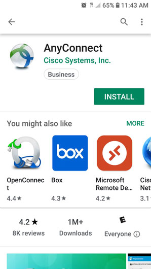 Downloading the Cisco Anyconnect client on Android