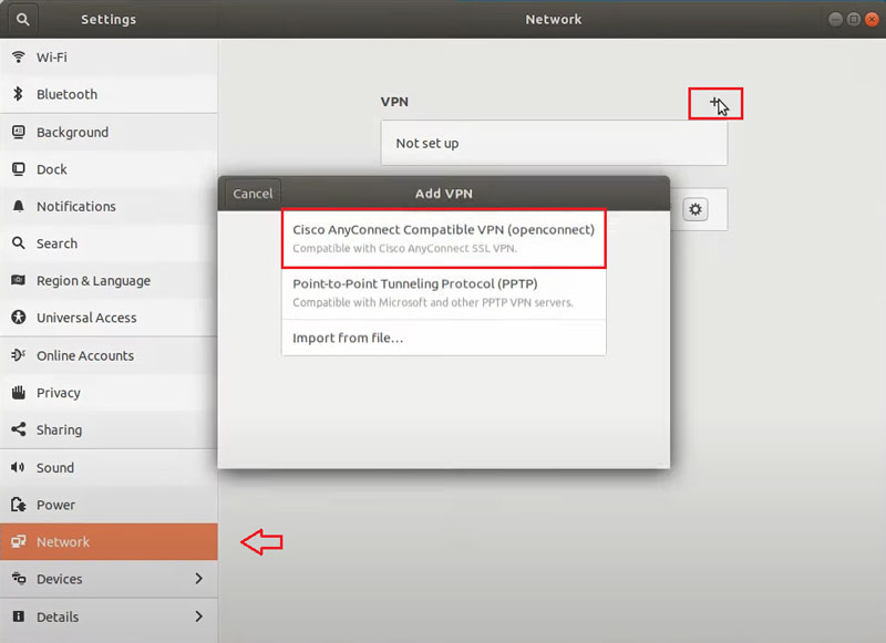 Configure Cisco Anyconnect VPN on linux