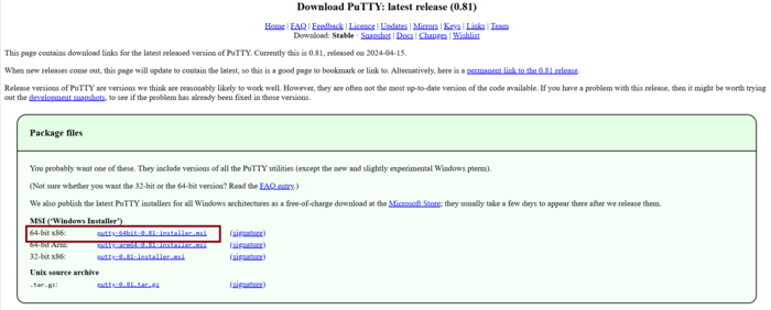 Download Putty package file