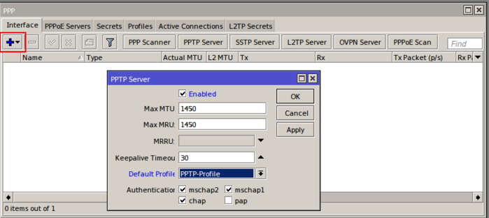 Enable PPTP Server on Mikrotik