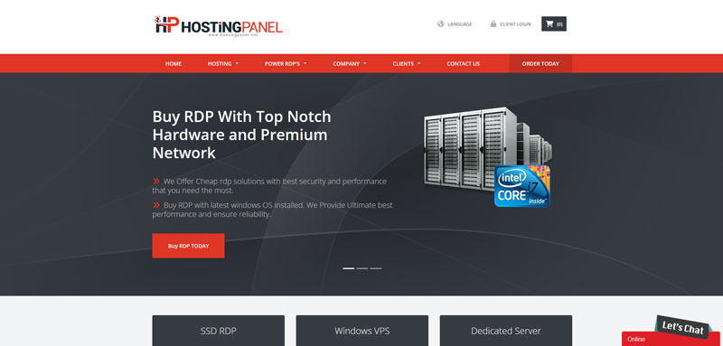 rdp page of hostingpanel