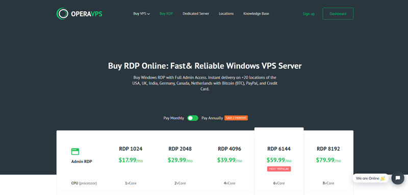 OperaVPS best rdp provider rdp page