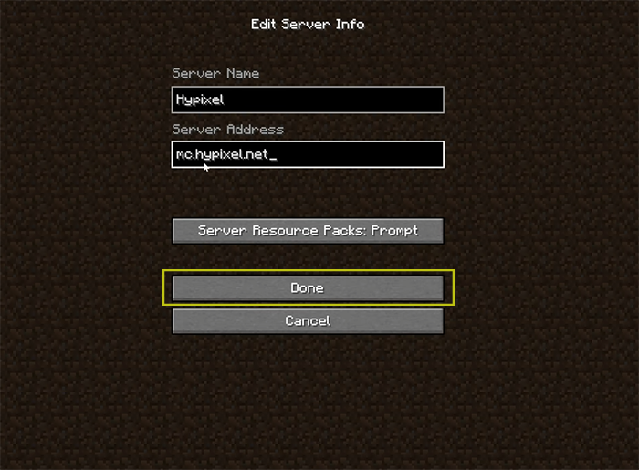 type "mc.hypixel.net" in the server address field to join to Hypixel server