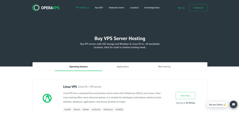 OperaVPS VPS hosting page