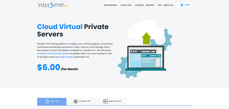InterServer VPS hosting page