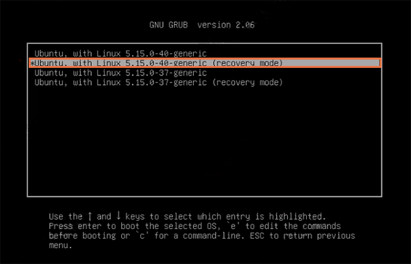 Boot Ubuntu VPS in recovery mode to solve black screen error