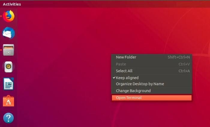 Run Terminal in Ubuntu through Desktop right-click menu