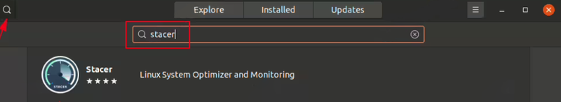 Search for Stacer from Ubuntu Software Center