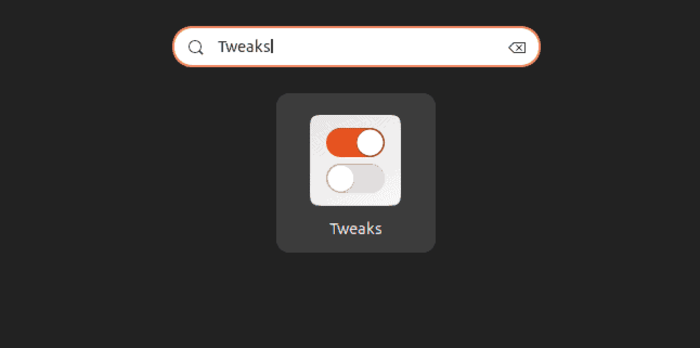 Search for Tweaks in activities menu