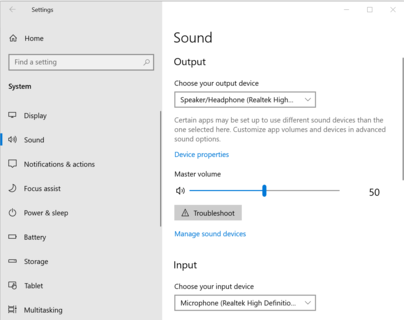 Open Sound Settings