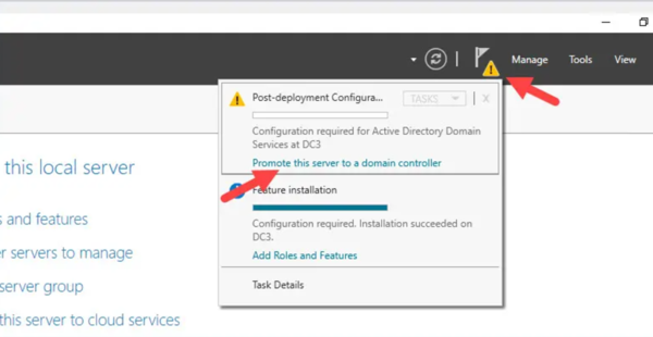 Click Promote this server to a domain controller
