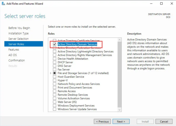 Select Active Directory Domain Services