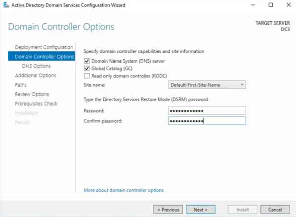 Set Domain Controller Options