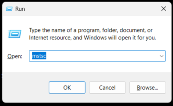 Open Remote Desktop Connection