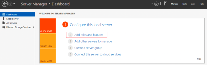 click on Add Roles and Features o enable RDS